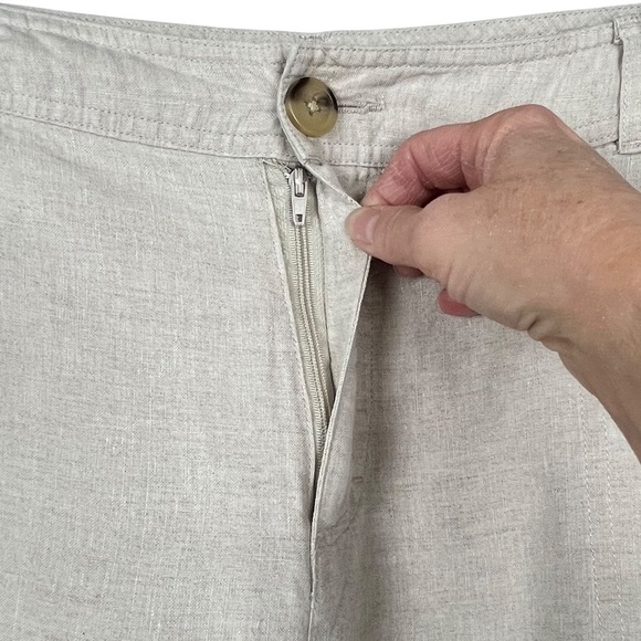 Cherokee Khaki 100% Linen Cropped Pants Lightweight & Versatile Size 18 - Picture 6 of 12